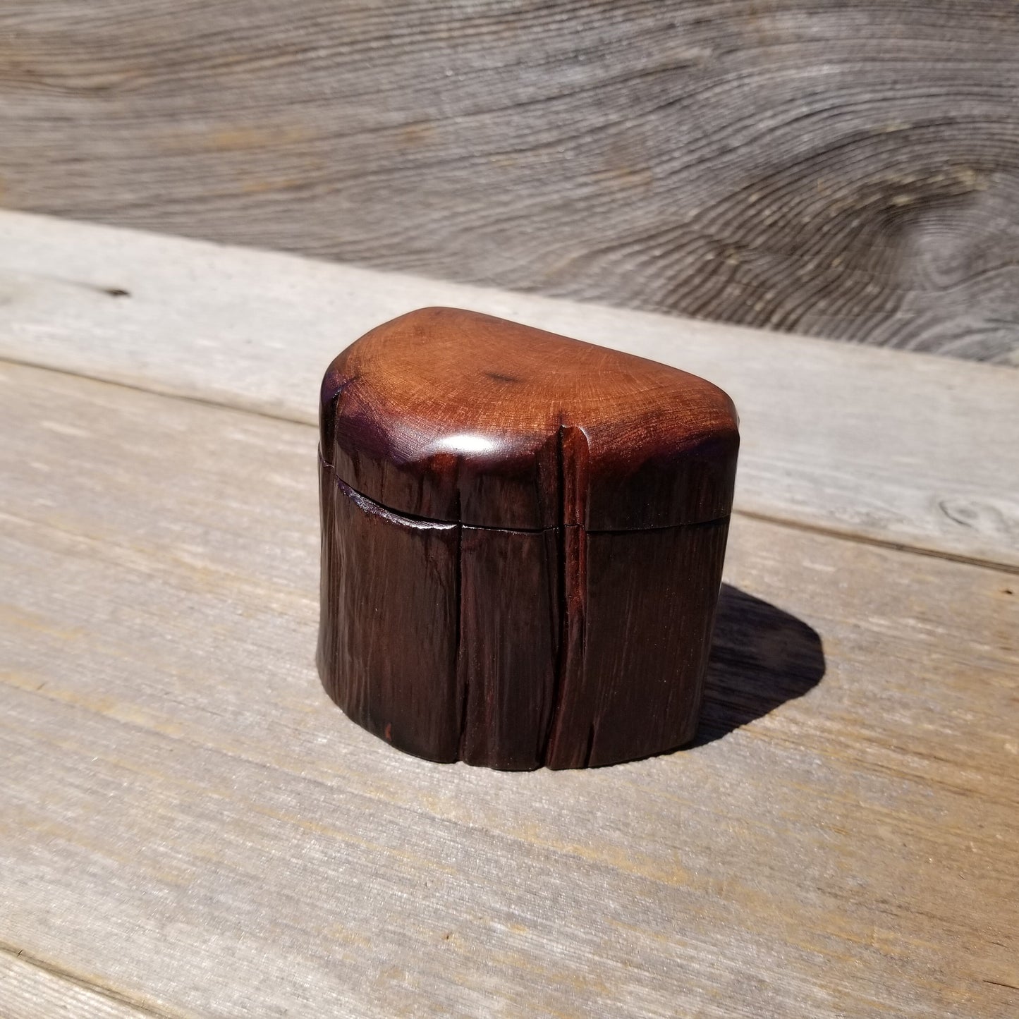 Wood Ring Box Redwood Rustic Handmade California #623 Storage Live Edge Mini Birthday Gift Christmas Gift Mother's Day Gift