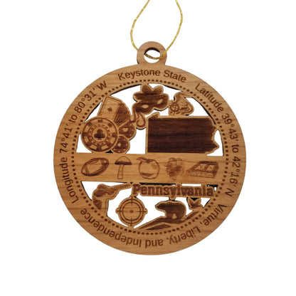 Wholesale Pennsylvania Wood Ornament - PA Souvenir - Handmade In The USA