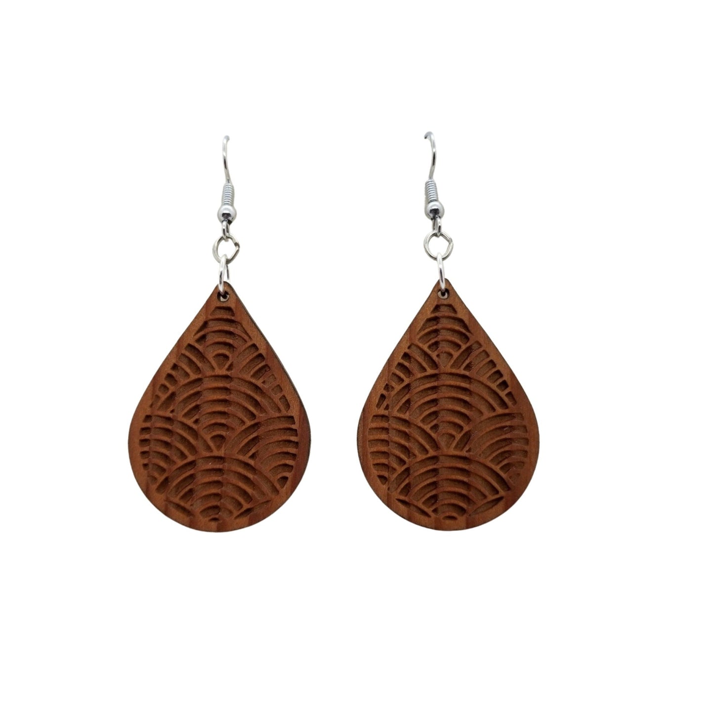 Wholesale Wood Earrings - Engraved Teardrop Wood Earrings - Dangle Earrings - Souvenir Keepsake