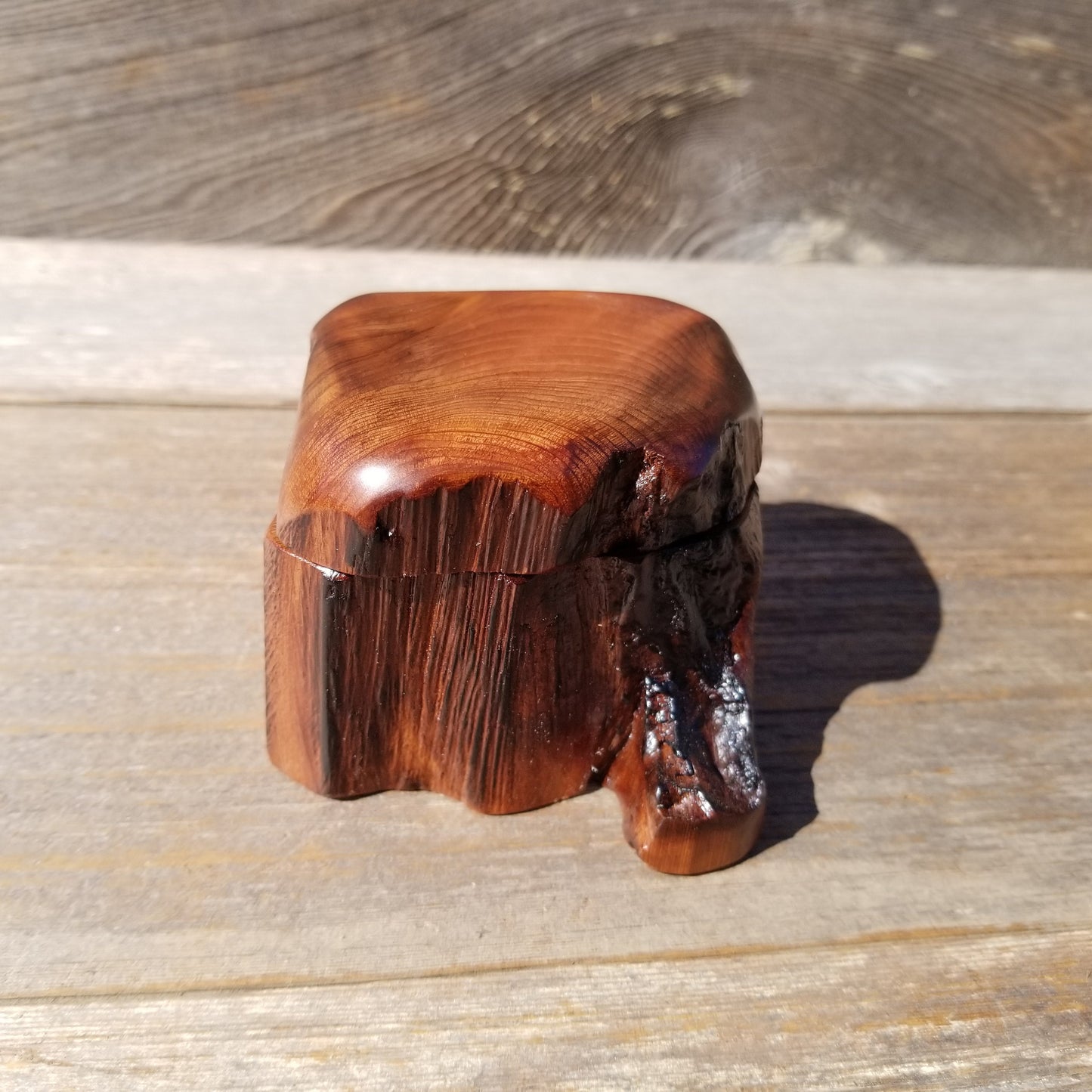 Wood Ring Box Redwood Rustic Handmade California #543 Storage Live Edge Mini Birthday Gift Christmas Gift Mother's Day Gift