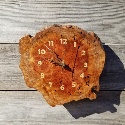 Wood Wall Clock Redwood Clock Handmade Wall Hanging Rustic Wedding Gift Burl Live Edge #556 Anniversary Small