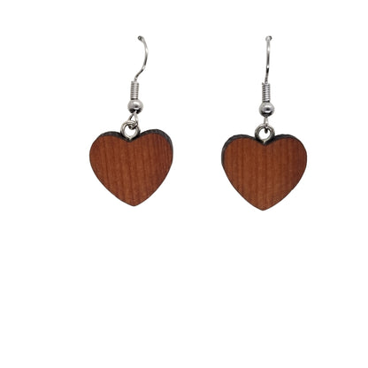 Redwood Earrings - Medium Heart Wood Earrings - California Redwood Dangle Earrings - CA Souvenir Keepsake - Anniversary Gift