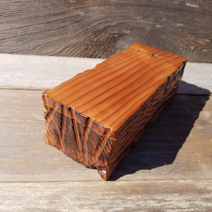 Handmade Wood Box with Redwood Tree Engraved Rustic Handmade Curly Wood #584 California Redwood Jewelry Box Storage Box