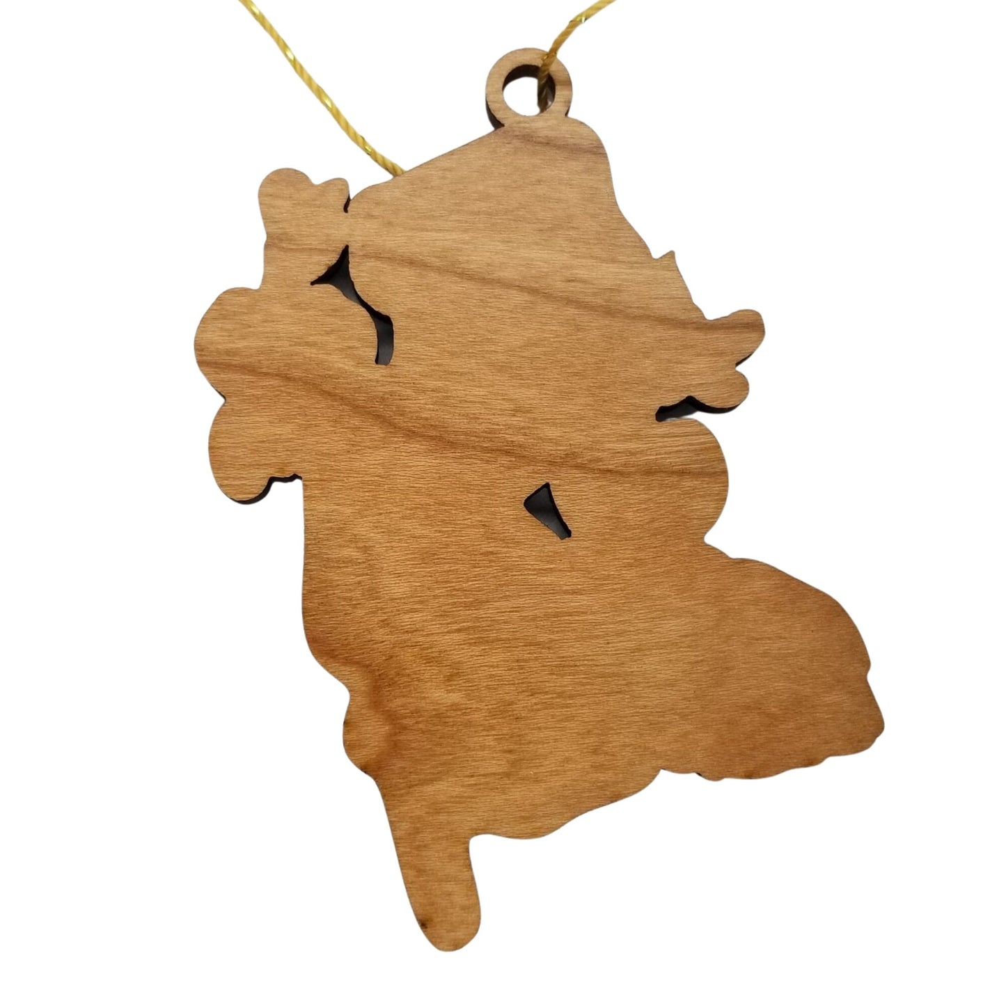 Wholesale New Jersey Wood Ornament -  NJ State Shape with State Flowers Violets - Handmade Wood Souvenir