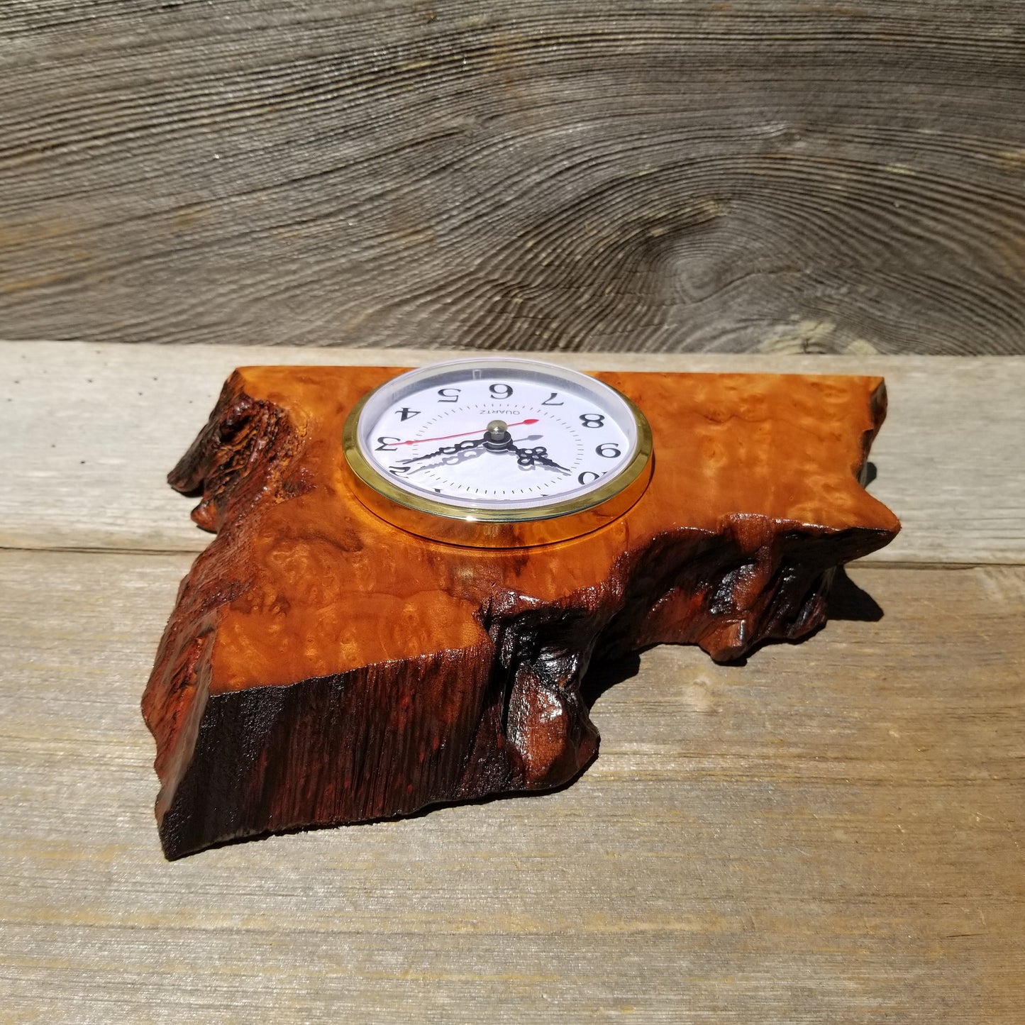 Wood Desk Clock Handmade California Redwood Burl Table Shelf #643 Birthday Gift Wedding Gift Engagement Gift Housewarming Gift