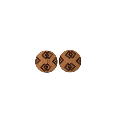 Wholesale Double Diamond or Arrows Pattern Earrings - Cherry Wood Earrings - Stud Earrings - Post Earrings ENGRAVED