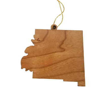 Wholesale New Mexico Wood Ornament -  NM State Shape with State Flowers Yucca Flower - Handmade Wood Souvenir