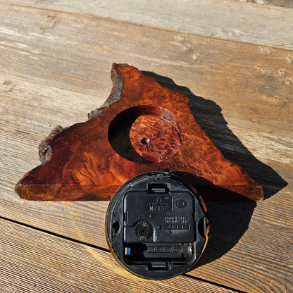 Redwood Burl Clock Table Shelf Mantle Desk Office Gifts for Men #646 Sitting Wood Christmas Gift Handmade