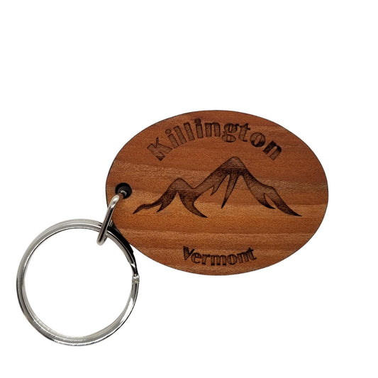 Wholesale Killington VT Keychain Mountains Wood Keyring Vermont Souvenir Ski Resort Skiing Skier VT Pico Mountain