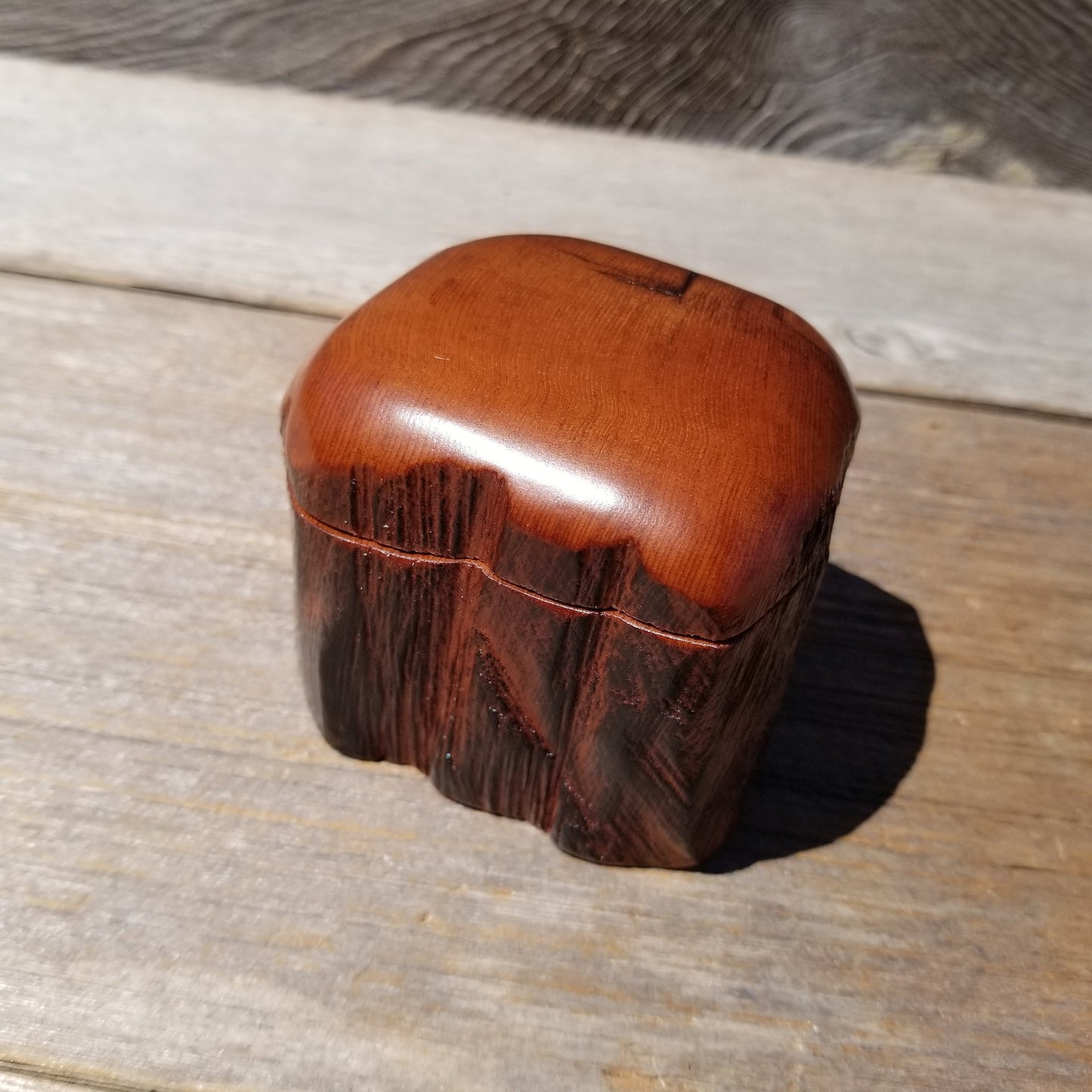 Wood Ring Box Redwood Rustic Handmade California #621 Storage Live Edge Mini Birthday Gift Christmas Gift Mother's Day Gift