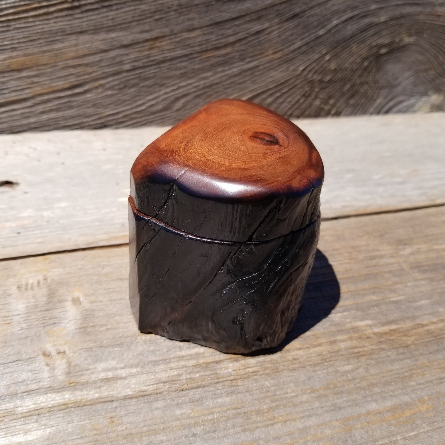 Wood Ring Box Redwood Rustic Handmade California #637 Storage Live Edge Mini Birthday Gift Christmas Gift Mother's Day Gift