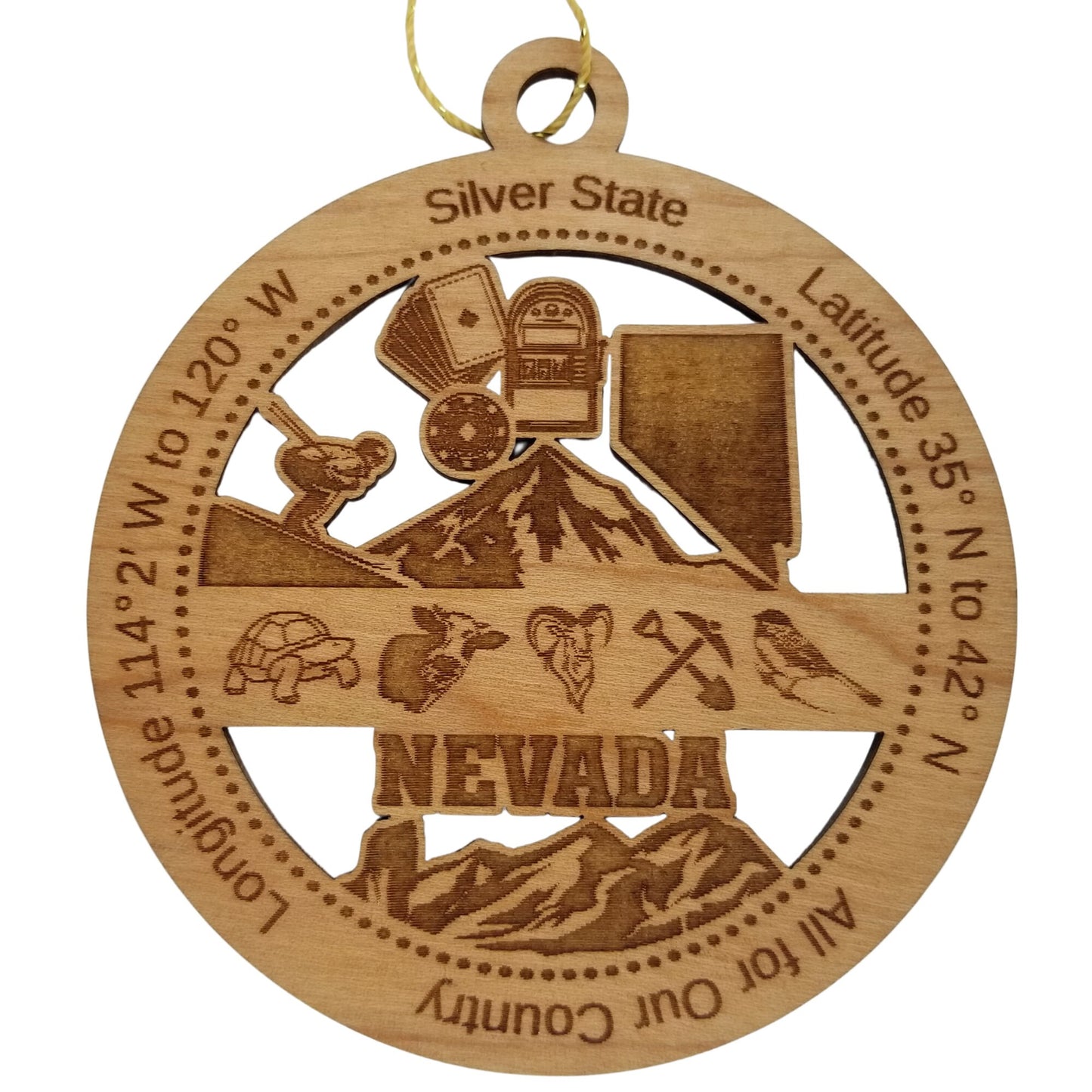 Wholesale Nevada Wood Ornament - NV Souvenir - Handmade In The USA