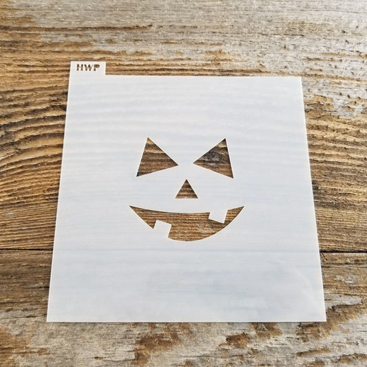 Pumpkin Face Stencil Jack O Lantern Reusable Food Safe Triangle Eyes Nose and Teeth Smiling Halloween Fall Cookie Painting Decorating