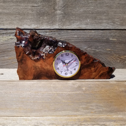 Redwood Wood Clock Redwood Burl Clock Table Shelf Mantle Desk Office #644 Sitting Wood Red Wood Anniversary Gift