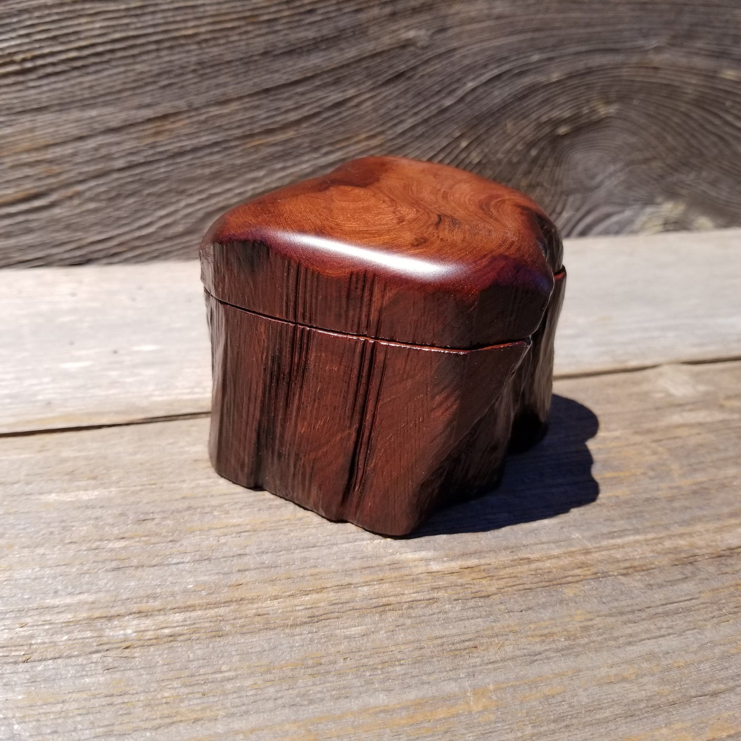 Wood Ring Box Redwood Rustic Handmade California #639 Storage Live Edge Mini Birthday Gift Christmas Gift Mother's Day Gift