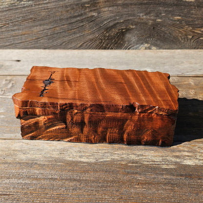 Wood Valet Box Curly Redwood Tree Engraved Rustic Handmade CA Storage #601 Handcrafted Christmas Gift Engagement Gift for Men Jewelry