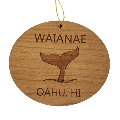 Waianae Ornament - Handmade Wood Ornament - Oahu Hawaii Whale Tail Whale Watching - Christmas Ornament 3 Inch