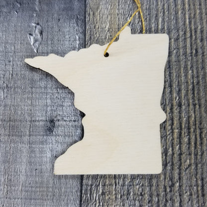 Wholesale Minnesota Wood Ornament -  MN State Shape with State Motto Souvenir