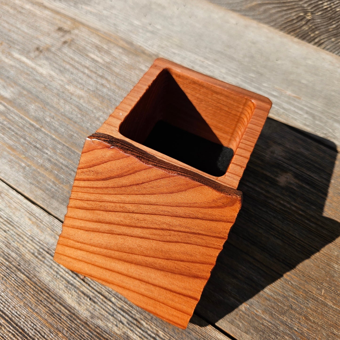 Wood Ring Box Redwood Rustic Handmade California Redwood Jewelry Box Storage Box Square 3 inch #658 Token Ashes Girls Jewelry