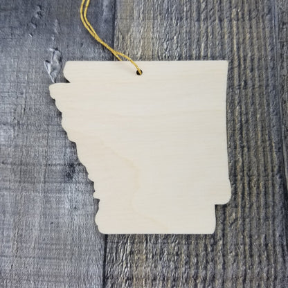 Arkansas Ornament - AR State Shape with State Motto - Handmade Wood Ornament Made in USA Christmas Decor