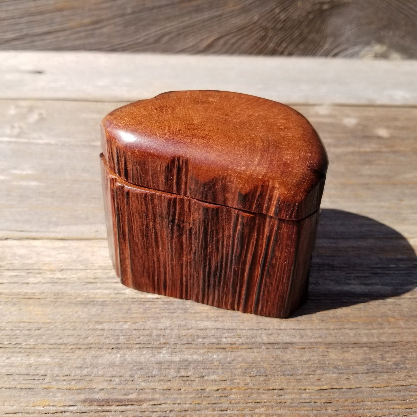 Wood Ring Box Redwood Rustic Handmade California #520 Storage Live Edge Mini Birthday Gift Christmas Gift Mother's Day Gift