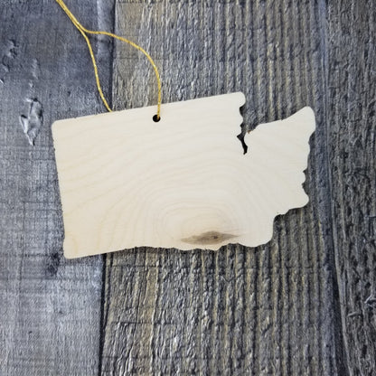 Wholesale Washington Wood Ornament -  WA State Shape with State Motto Souvenir