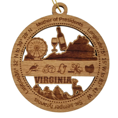 Wholesale Virginia Wood Ornament -  VA Souvenir - Handmade