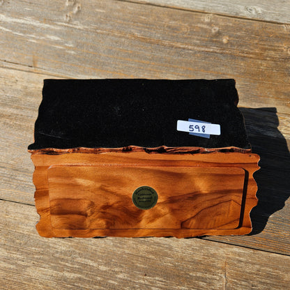 Handmade Wood Box with Redwood Tree Engraved Rustic Handmade Curly Wood #598 California Redwood Jewelry Box Storage Box