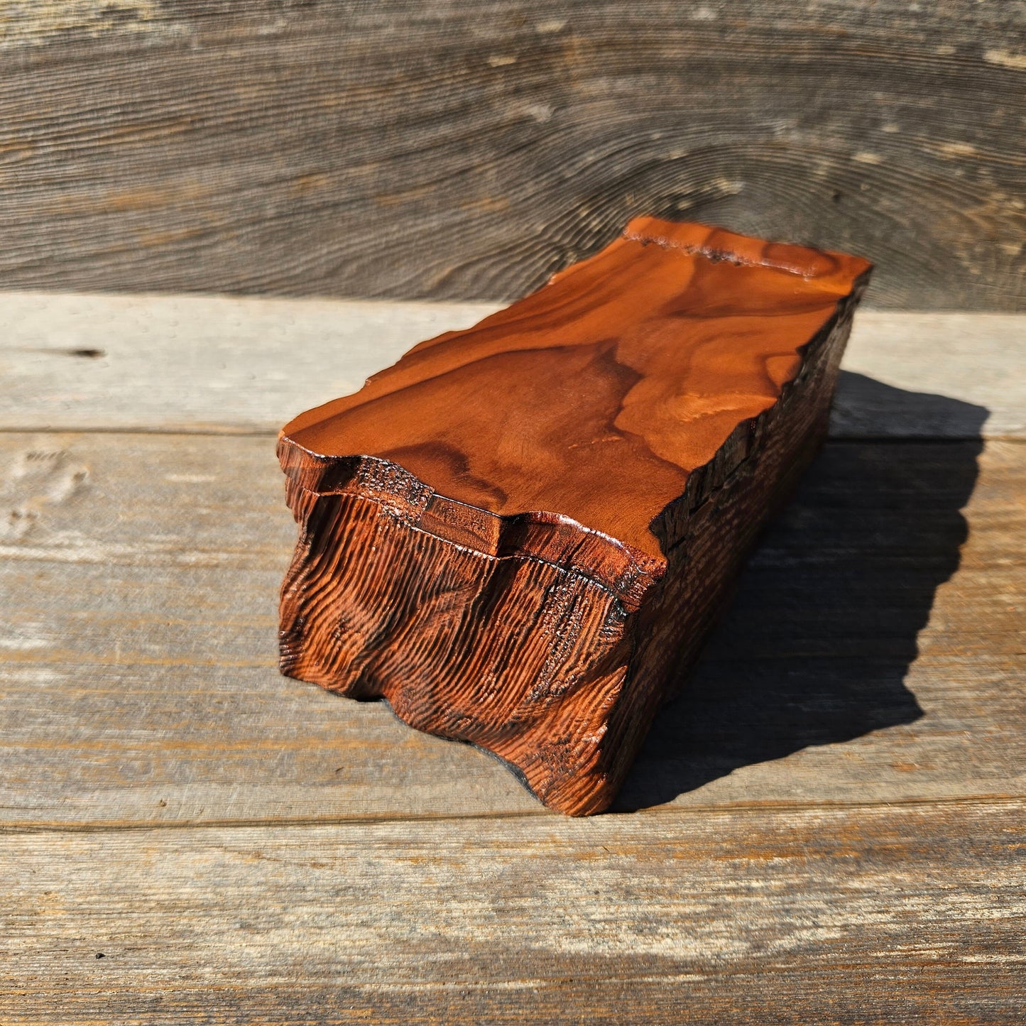 Handmade Wood Box with Redwood Tree Engraved Rustic Handmade #593 California Redwood Jewelry Box Storage Box