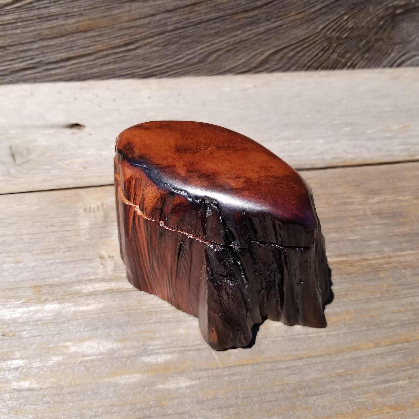 Wood Ring Box Redwood Rustic Handmade California Storage Live Edge Mini #636 Birthday Gift Christmas Gift Mother's Day Gift