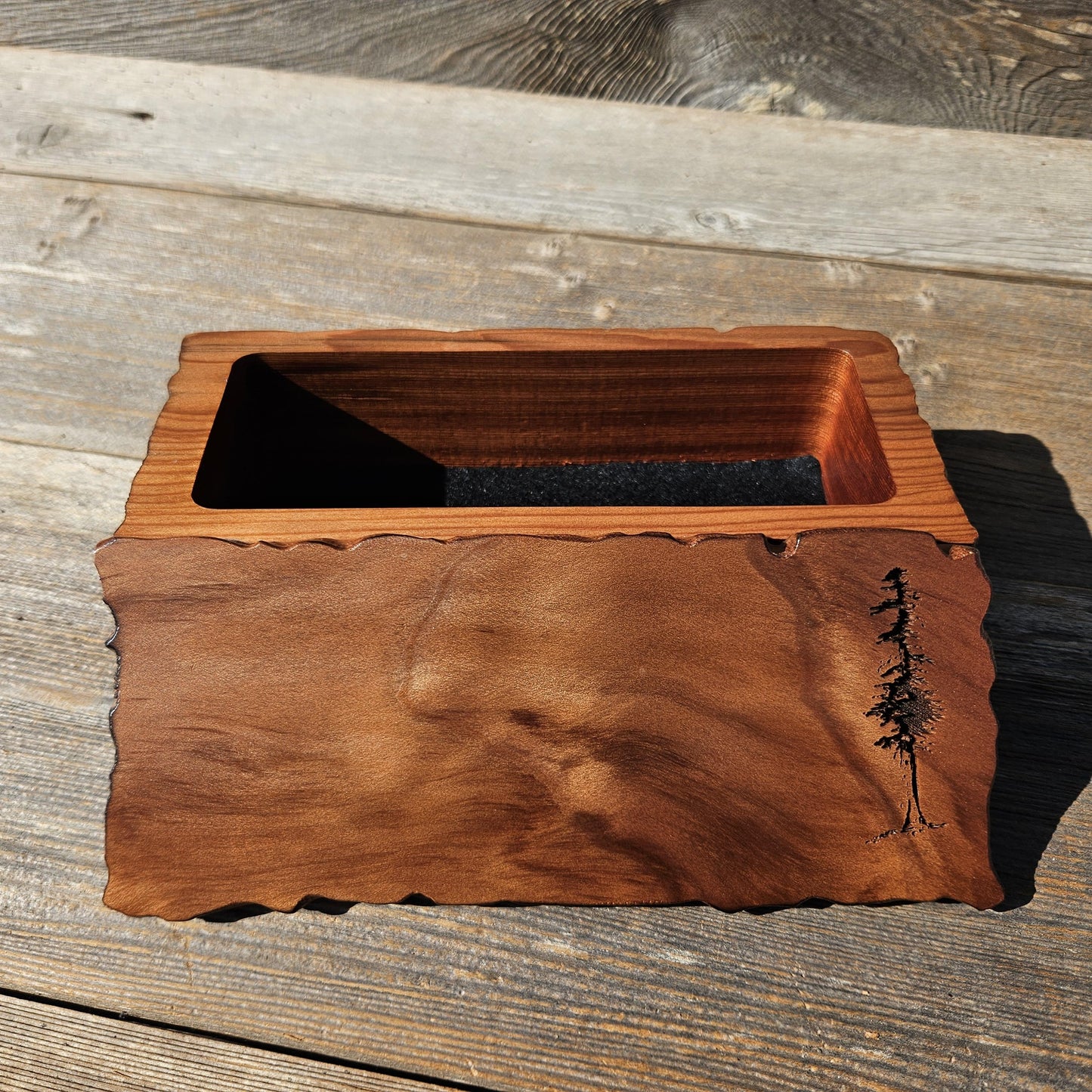 Handmade Wood Box with Redwood Tree Engraved Rustic Handmade #612 California Redwood Jewelry Box Storage Box