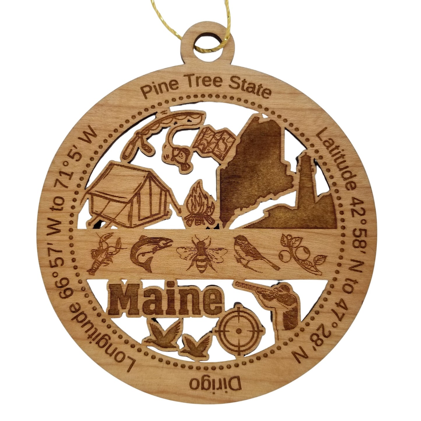 Wholesale Maine Wood Ornament - ME Souvenir - Handmade in the USA