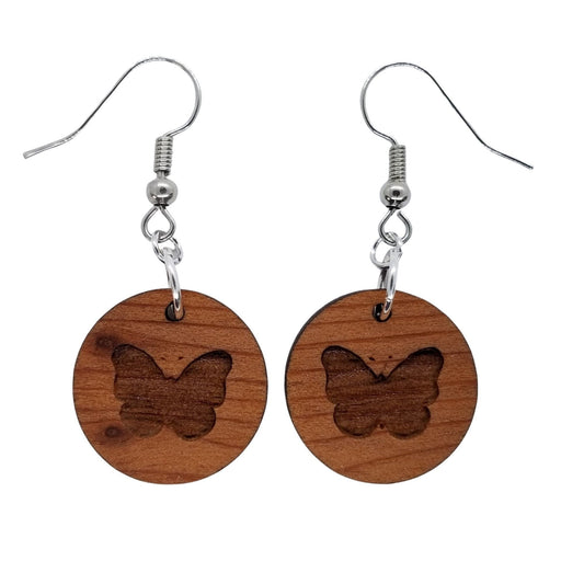 Wholesale Redwood Earrings - Butterfly Wood Earrings - Dangle Earrings - CA Souvenir Keepsake