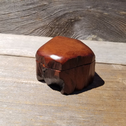 Wood Ring Box Redwood Rustic Handmade California Storage Live Edge Mini #618 Birthday Gift Christmas Gift Mother's Day Gift