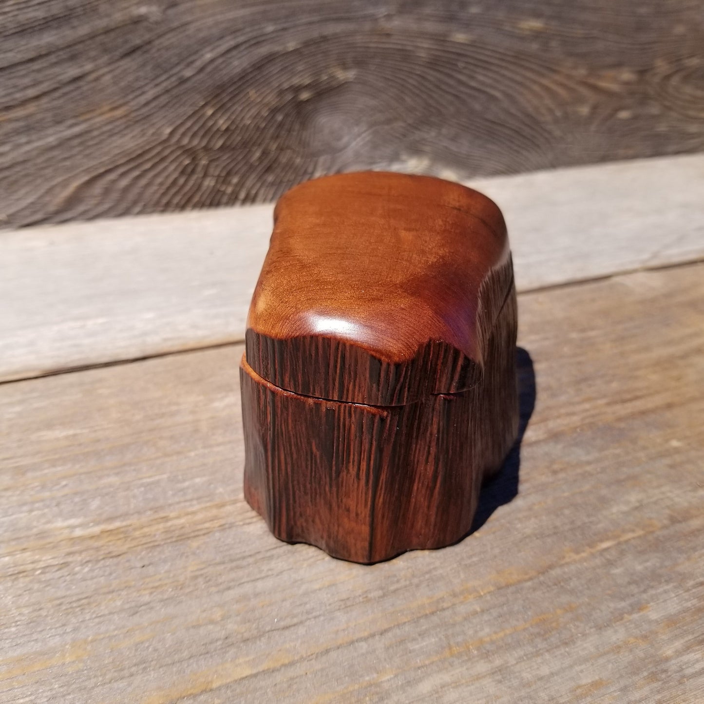 Wood Ring Box Redwood Rustic Handmade California Storage Live Edge Mini #624 Birthday Gift Christmas Gift Mother's Day Gift