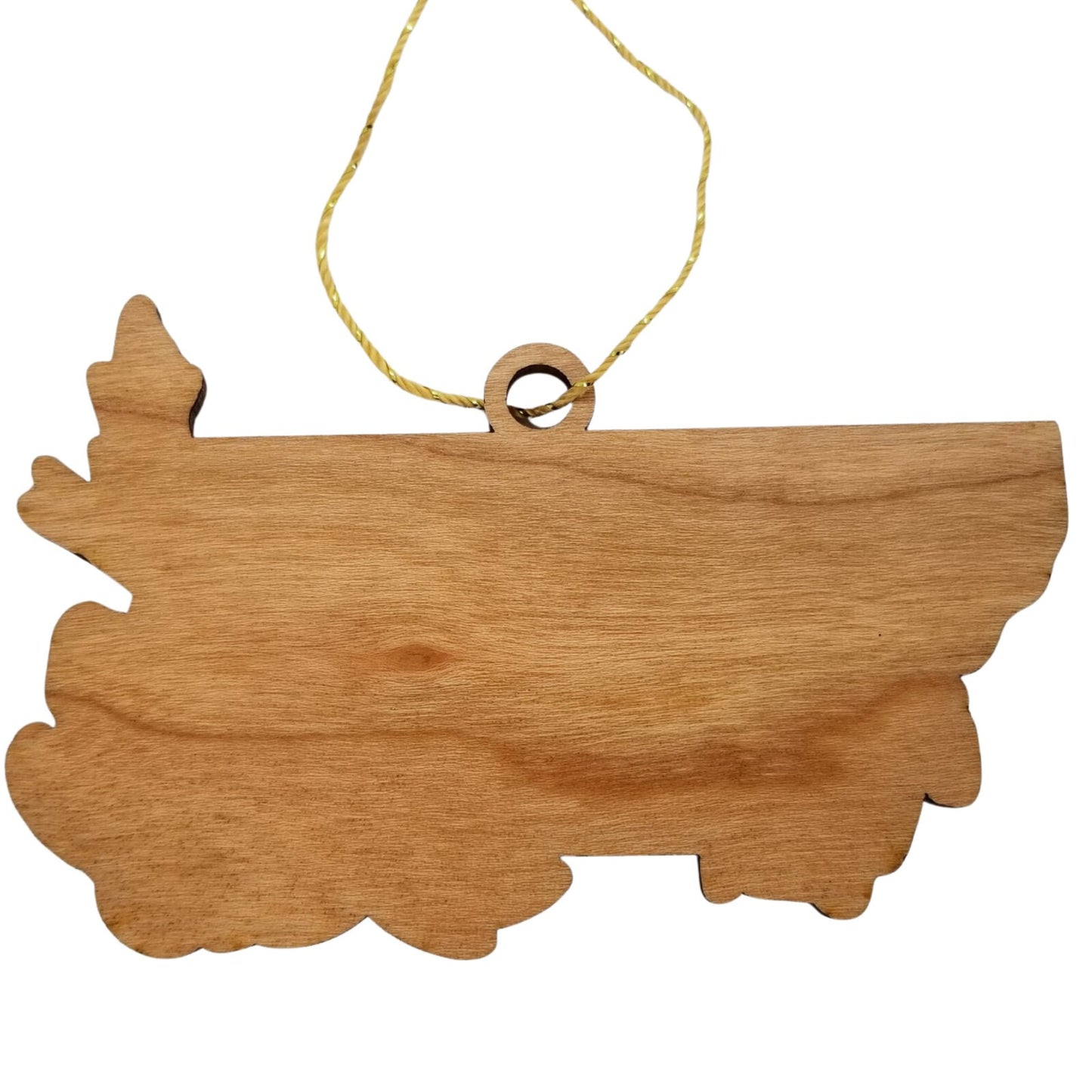 Wholesale Montana Wood Ornament -  State Shape with State Flowers Bitterroot MT - Handmade Wood Souvenir