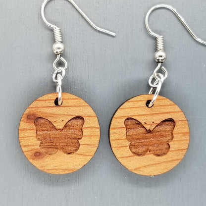 Wholesale Redwood Earrings - Butterfly Wood Earrings - Dangle Earrings - CA Souvenir Keepsake