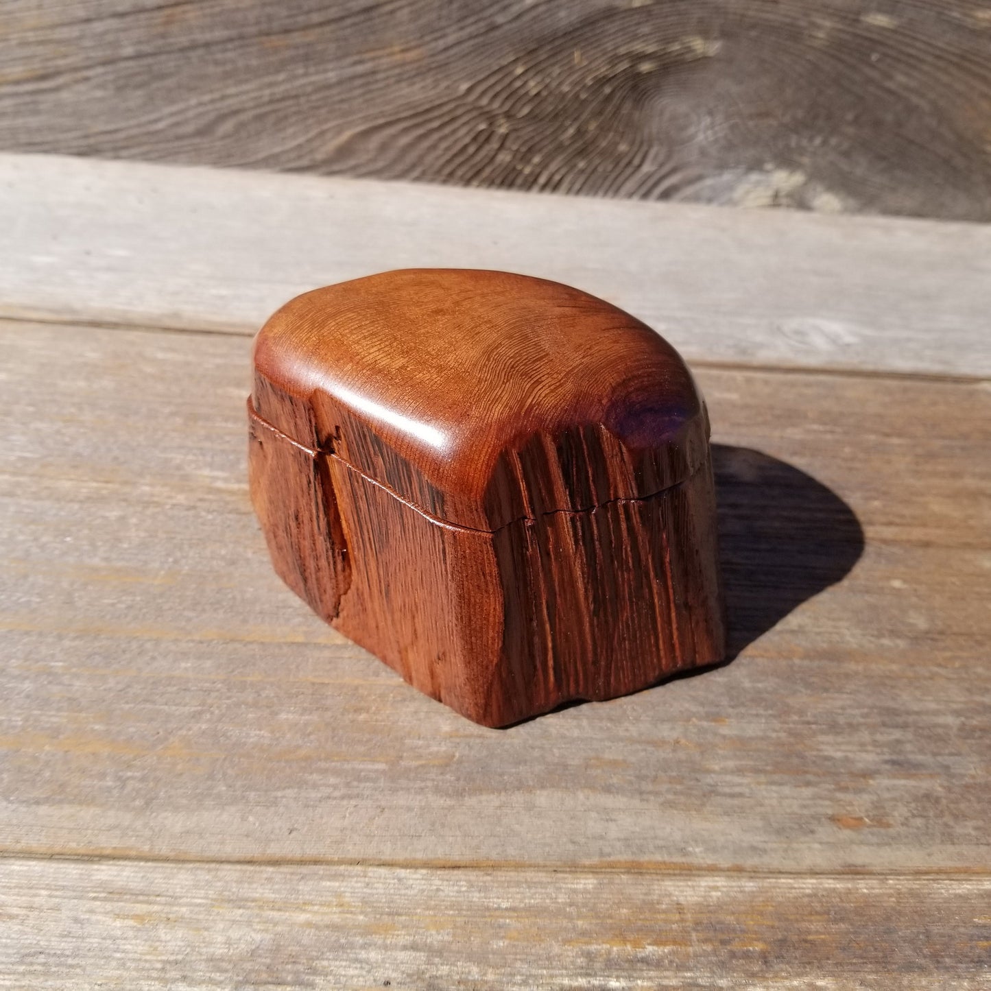 Wood Ring Box Redwood Rustic Handmade California #539 Storage Live Edge Mini Birthday Gift Christmas Gift Mother's Day Gift