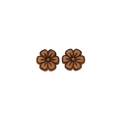 Wholesale Flower Earrings - Cherry Wood Earrings - Stud Earrings - Post Earrings - Floral Flowers