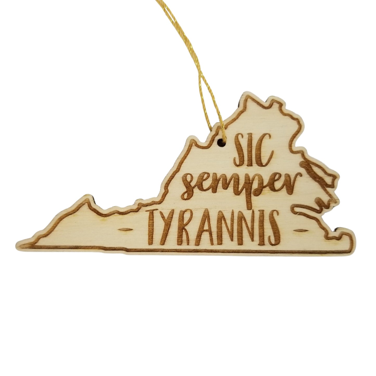 Wholesale Virginia Ornament - VA State Shape with State Motto - Handmade Wood Souvenir