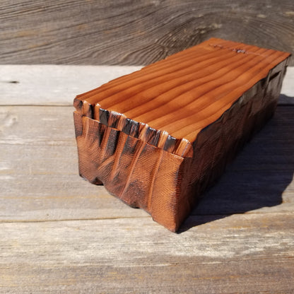 Wood Valet Box Curly Redwood Tree Engraved Rustic Handmade CA Storage #586 Handcrafted Christmas Gift Engagement Gift for Men Jewelry