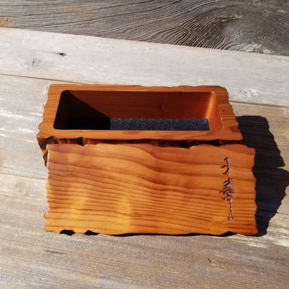 Handmade Wood Box with Redwood Tree Engraved Rustic Handmade Curly Wood #588 California Redwood Jewelry Box Storage Box