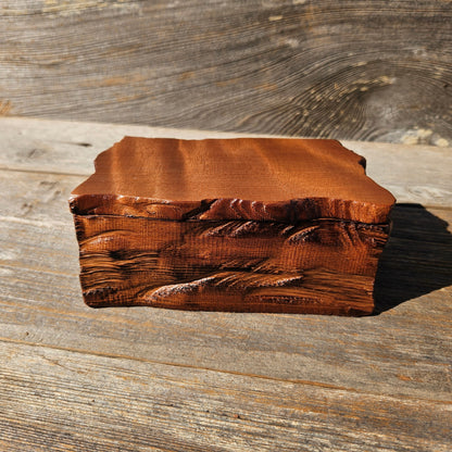 Redwood Jewelry Box Curly Wood Engraved Rustic Handmade California #660 Memento Box Dad Gift Trinkets Memories Stash Mens Valet