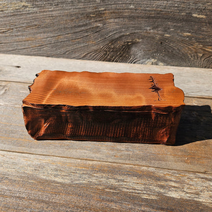 Handmade Wood Box with Redwood Tree Engraved Rustic Handmade Curly Wood #600 California Redwood Jewelry Box Storage Box