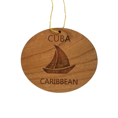 Cuba Caribbean Ornament - Handmade Wood Ornament - Souvenir Sailing Sailboat - Christmas Ornament 3 Inch