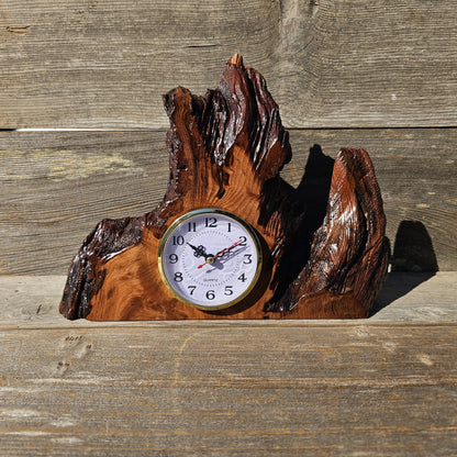 Redwood Burl Wood Clock Mantle Desk Office Gifts for Men Sitting Wood Table Shelf #650