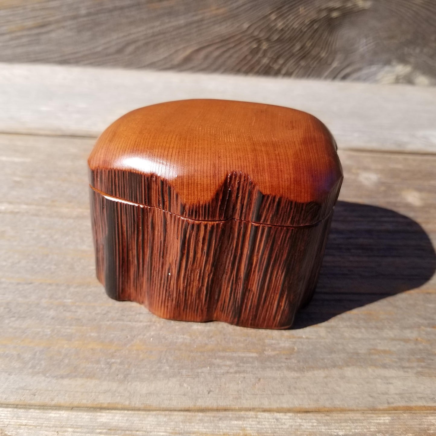 Wood Ring Box Redwood Rustic Handmade California #532 Storage Live Edge Mini Birthday Gift Christmas Gift Mother's Day Gift