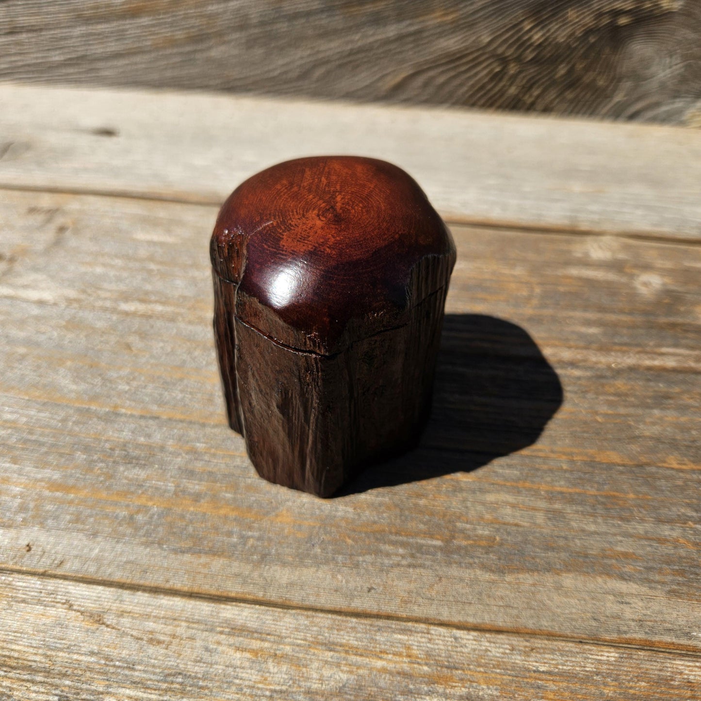 Wood Ring Box Redwood Rustic Handmade California #677 Storage Live Edge Gift