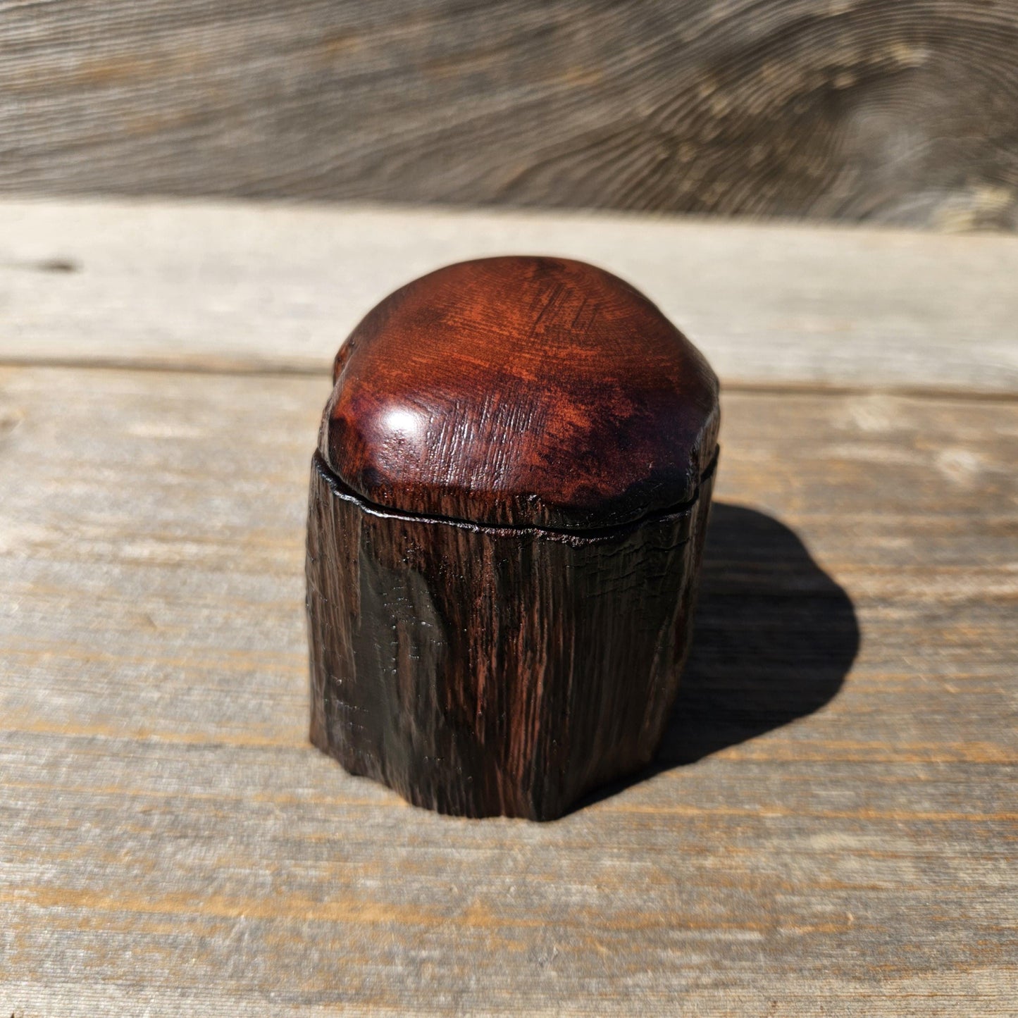 Wood Ring Box Redwood Rustic Handmade California #677 Storage Live Edge Gift