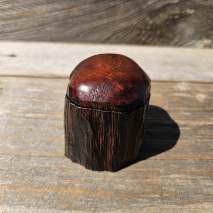 Wood Ring Box Redwood Rustic Handmade California #677 Storage Live Edge Gift